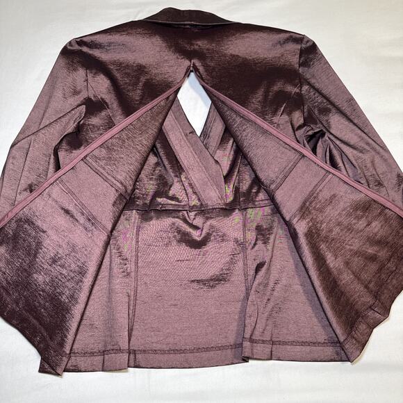 Alex Evenings Womens Large Purple Wrap Jacket Blazer Blouse With Bow Tie Accent - Picture 14 of 15